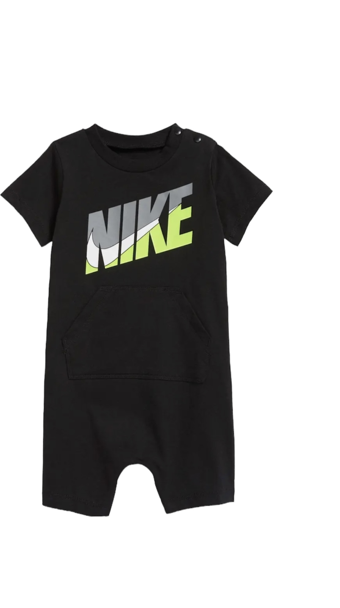 אוברול NIKE בייבי שחור קנגורו הדפס לוגו בזוהר