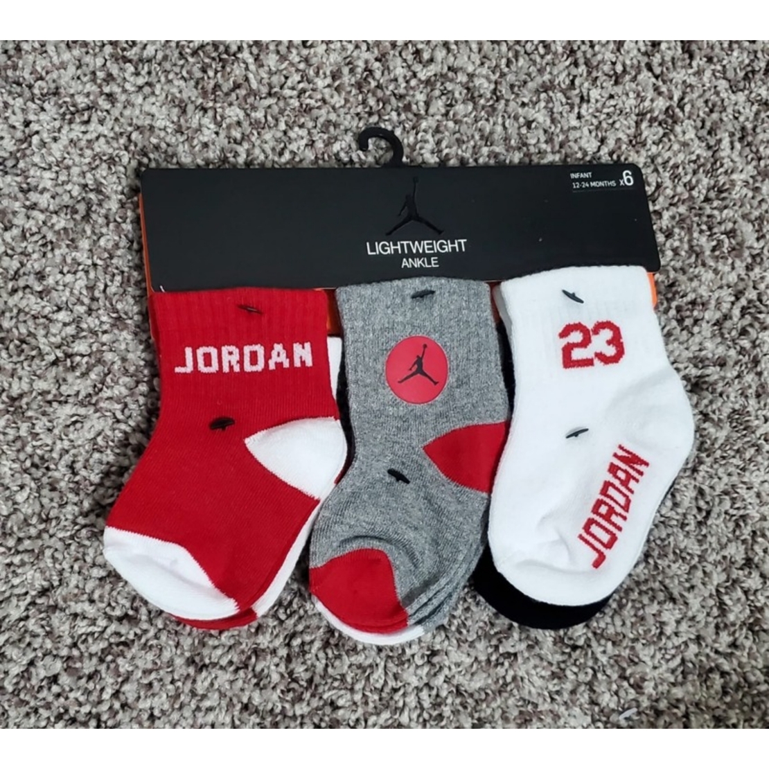 מארז 6 זוגות גרביים jordan מידה 2-4 שנים