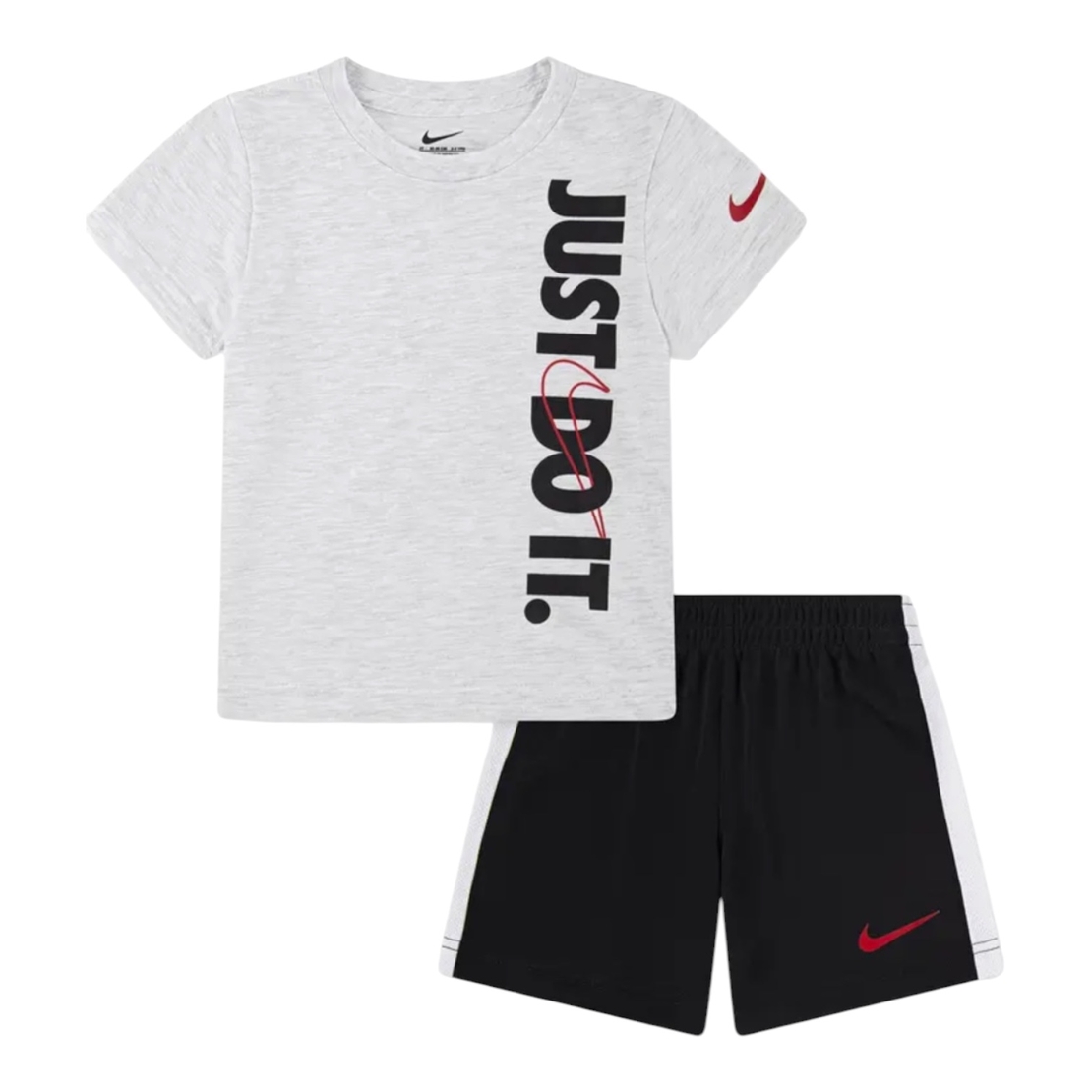חליפת מכנס NIKE אפור שחור קצרה לוגו לאורך