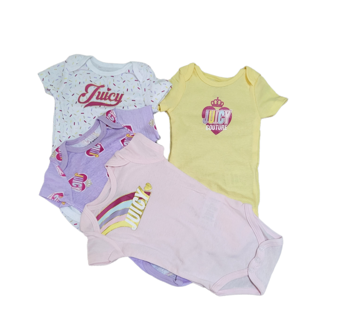 מארז רביעיית בגדי גוף Juicy couture שרוול קצר ורוד צהוב סגול לבן