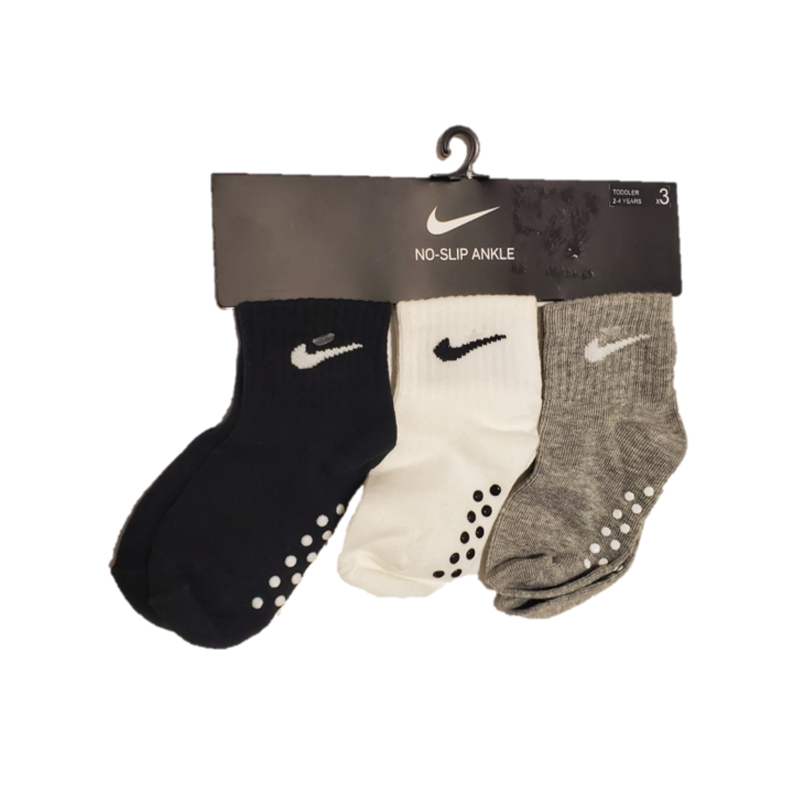 מארז 3 זוגות גרביים NIKE אפור לבן שחור מידה 2-4 שנים