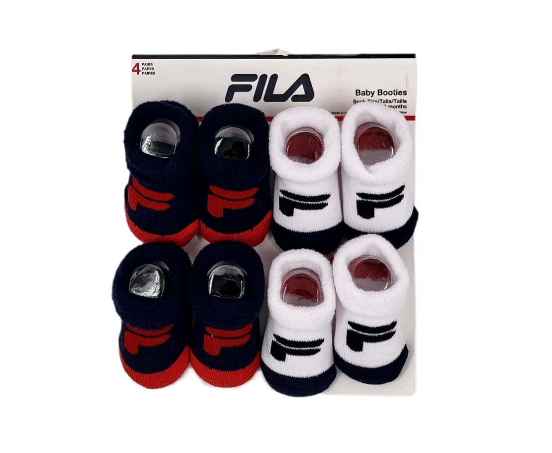 מארז 4 זוגות גרבנעליים FILA לבן כחול אדום מידה 18-24 חודשים