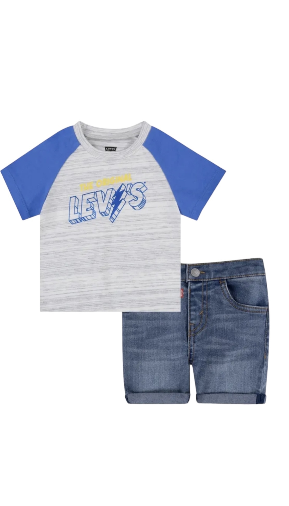 חליפת מכנס Levi’s ג׳ינס חולצה אפורה קצר