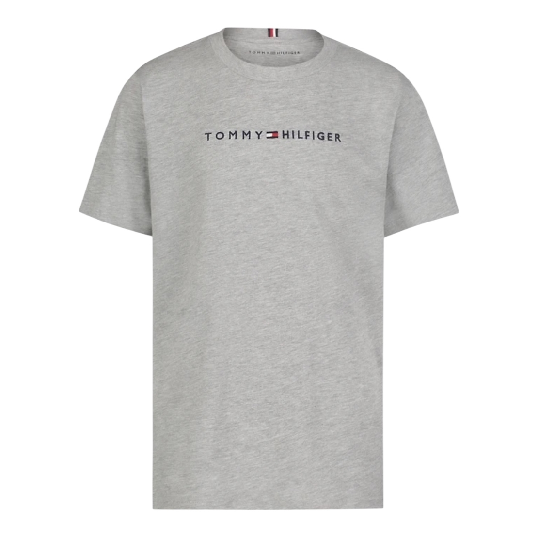 חולצת Tommy Hilfiger קלאסית אפורה כיתוב לוגו בחזה