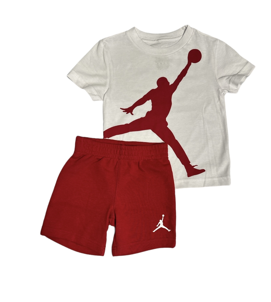 חליפת מכנס JORDAN לבן לוגו JUMPMAN באדום מכנס אדום