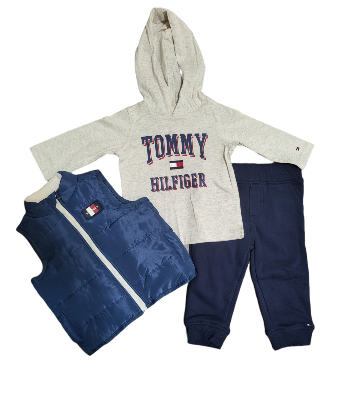 חליפת 3 חלקים Tommy hilfiger כחול אפור וסט כחול