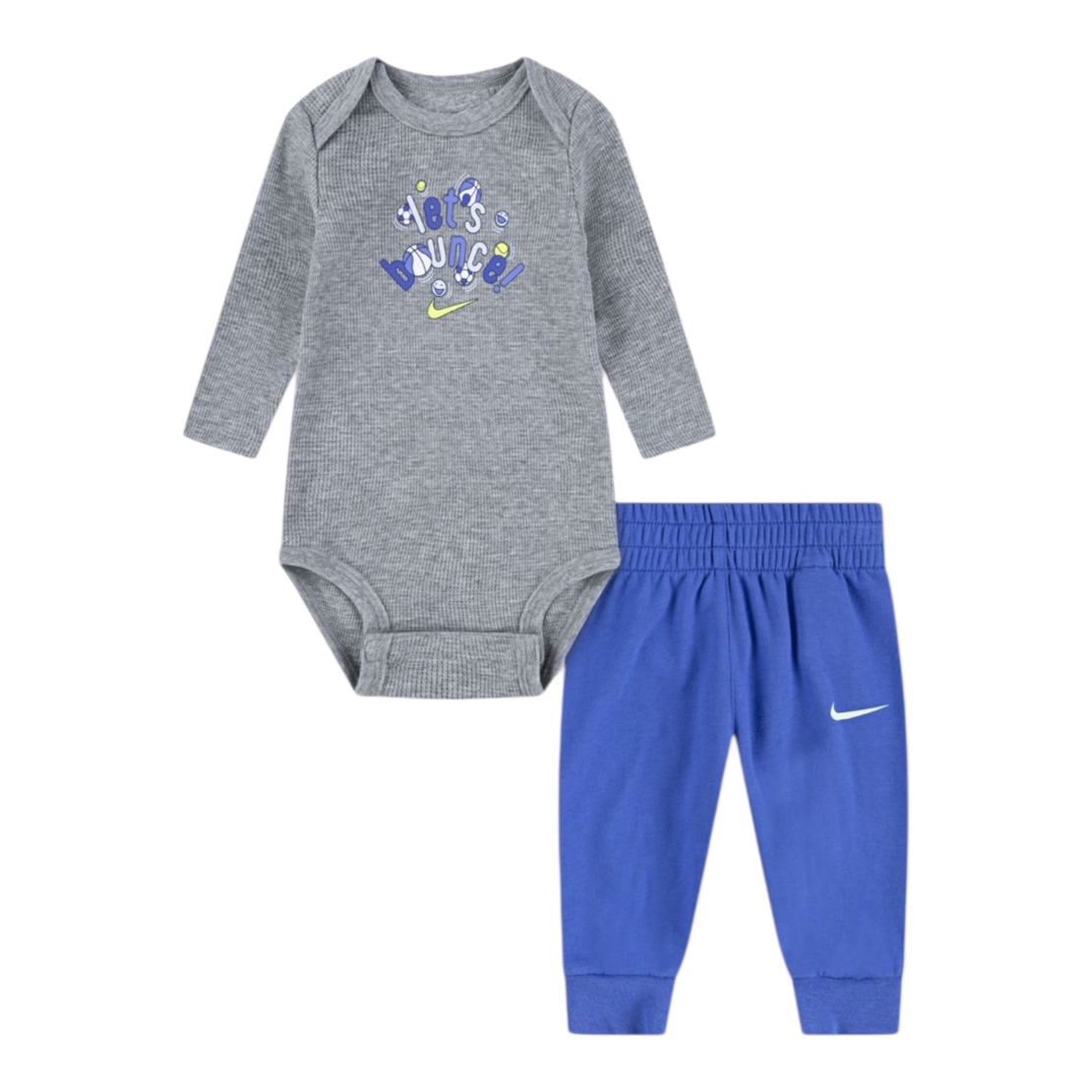 חליפת מכנס NIKE בגד גוף ומכנסיים ארוך כחול ים אפור LETS BOUNCE