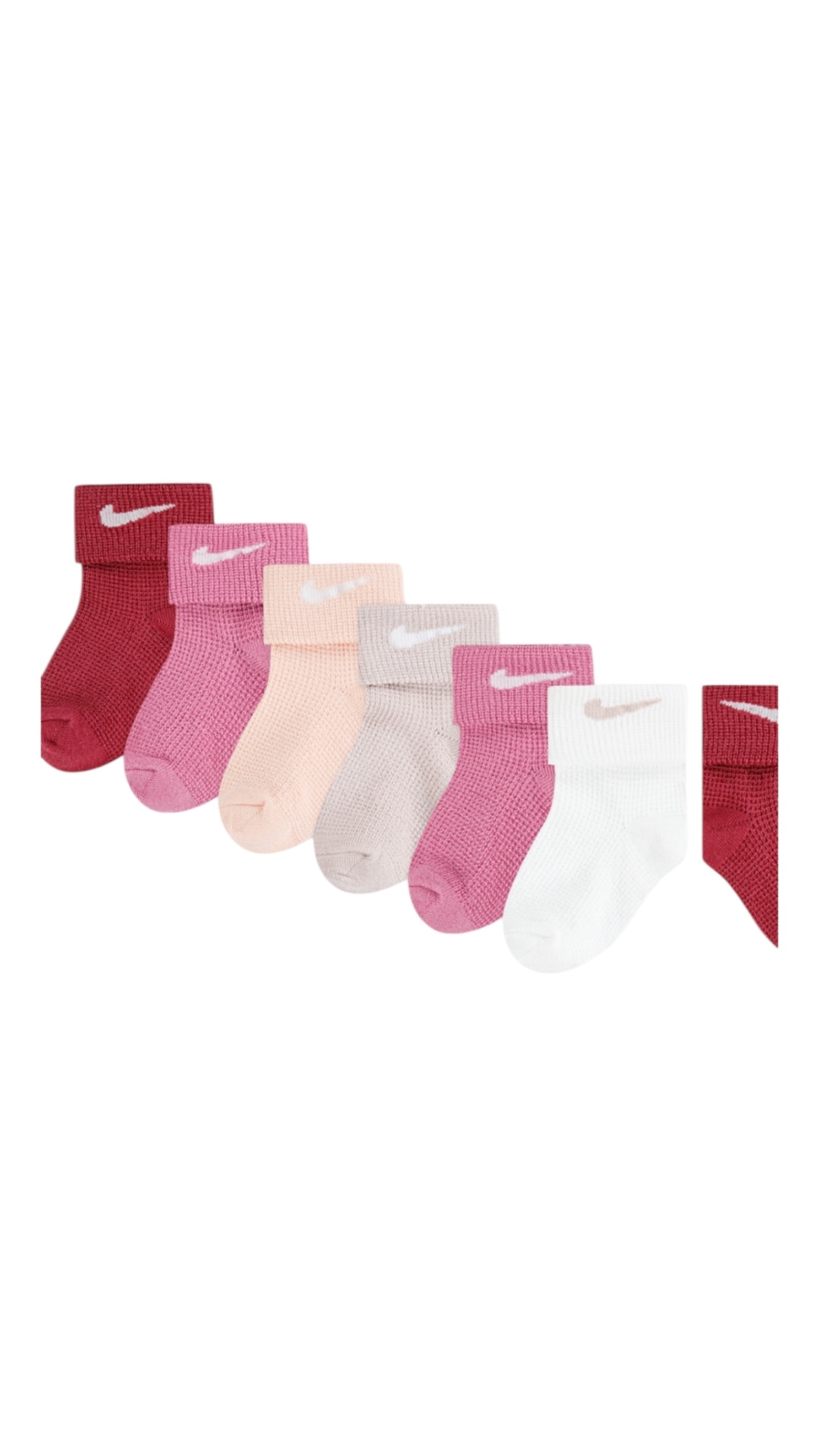 מארז גרביים 6 זוגות NIKE שמנת ורוד פוקסיה לבן מידה 6-12 חודשים