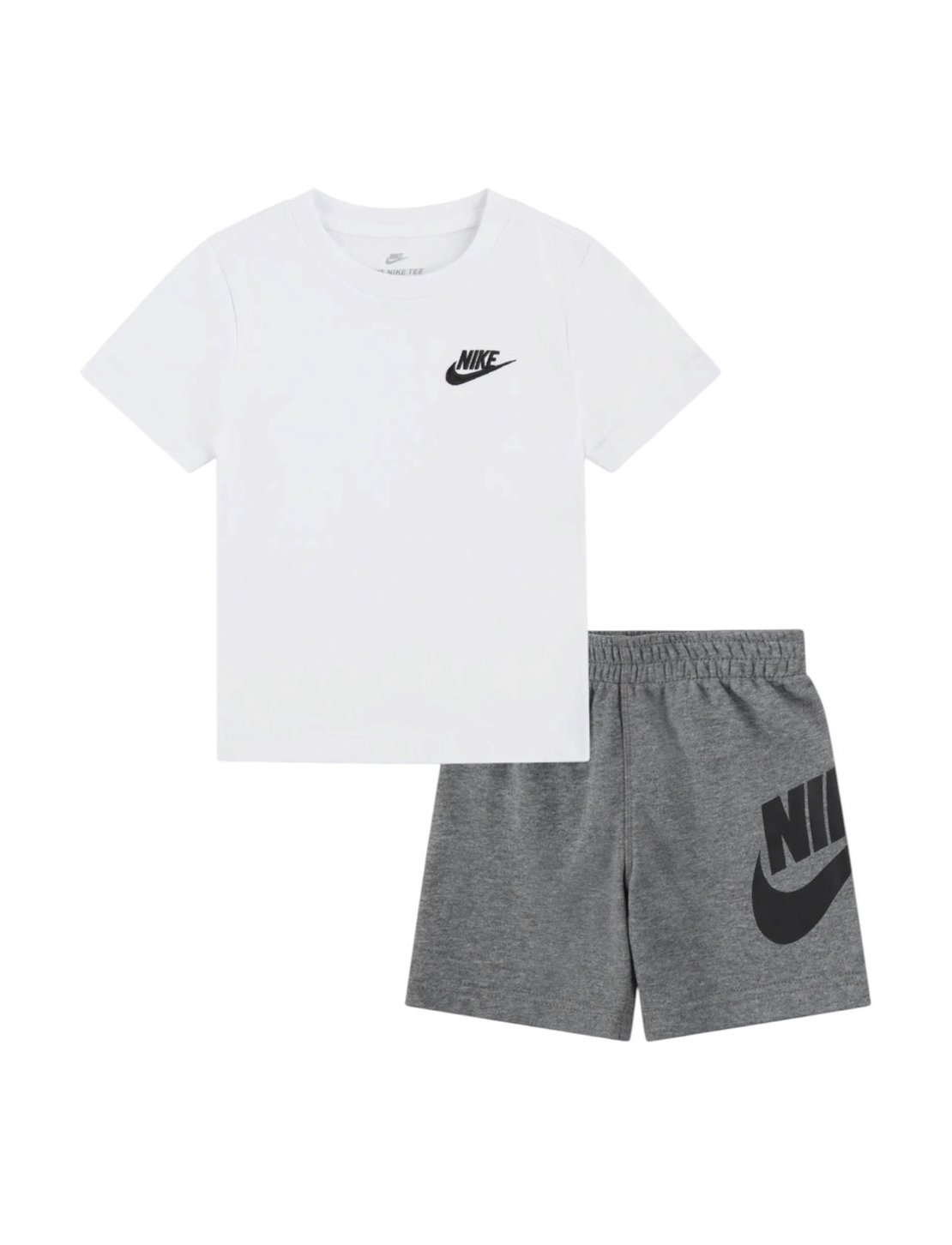 חליפת מכנס NIKE לבן אפור קצרה לוגו בחזה ובמכנסיים