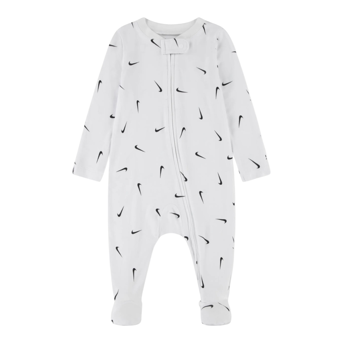 אוברול NIKE קליל ודק מבד ויסקוזה לבן הדפסי וי לאורכו בשחור NB