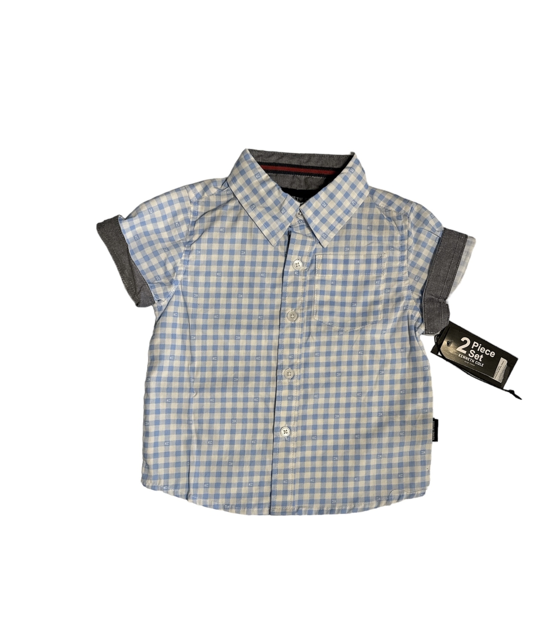 חליפת מכנס אלגנטית KENNETH COLE משבצות תכלת חום