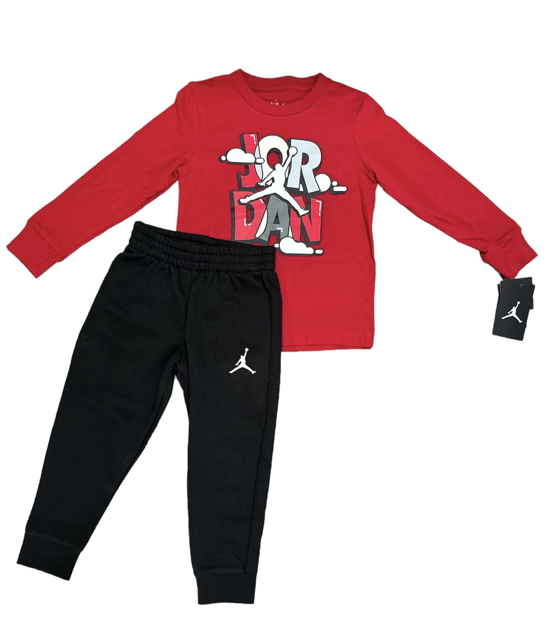 חליפת מכנס Jordan מעבר אדום שחור לוגו jumpman במרכז