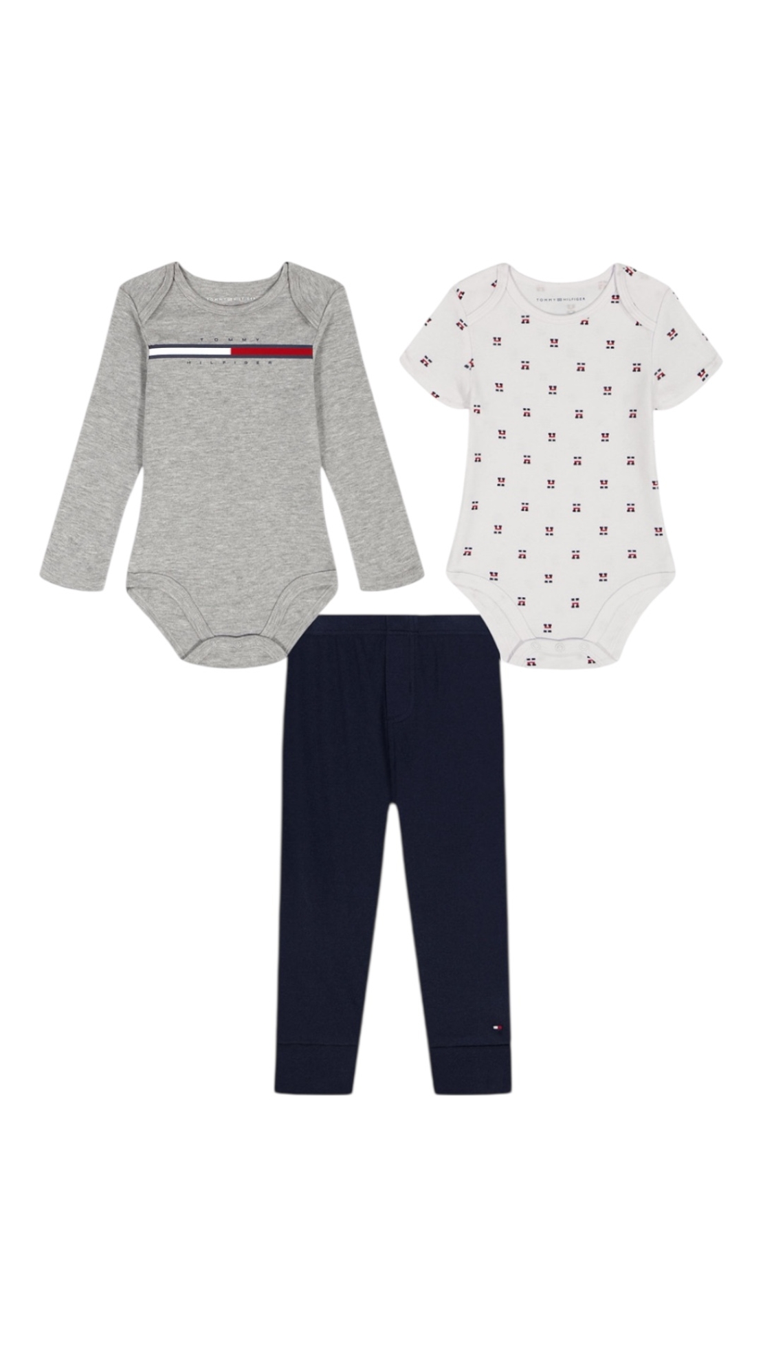 סט 3 חלקים Tommy hilfiger אפור לבן כחול