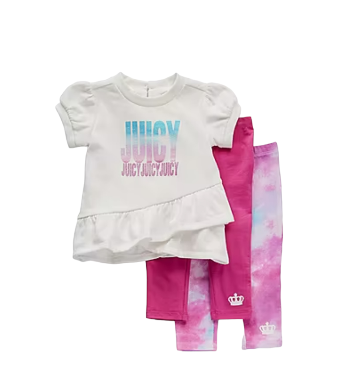 סט 3 חלקים בייבי  juicy couture ורוד, שמנת, ורוד בייבי עננים