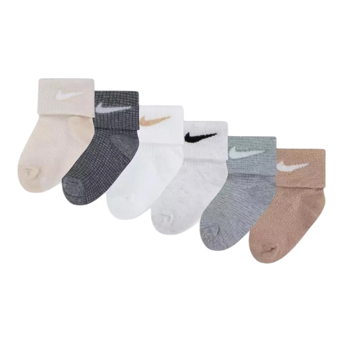 מארז 6 זוגות גרביים NIKE במבנה סריג וופל מידה  6-12 חודשים