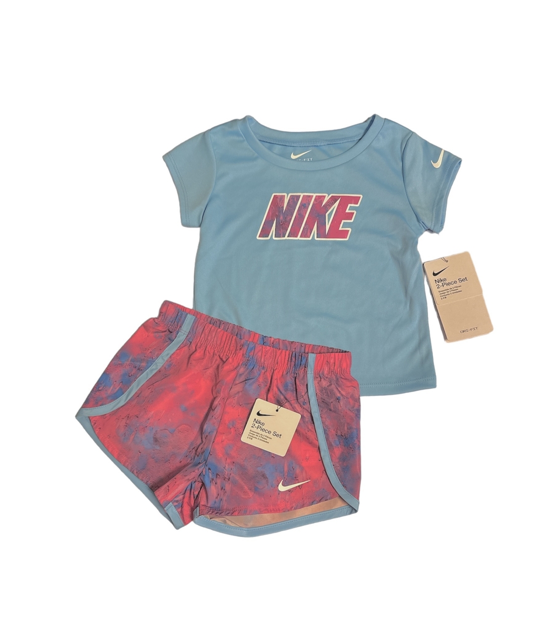 חליפת מכנס NIKE בייבי דרייפיט בנות תכלת ורוד מקושקש