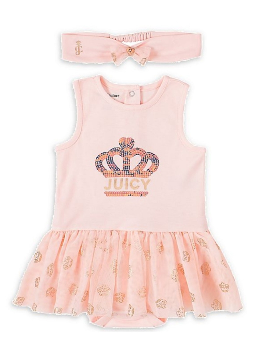 בגד גוף JUICY COUTURE ורוד רוזה עם הדפס כתר וטוטו בתוספת סרט לשיער