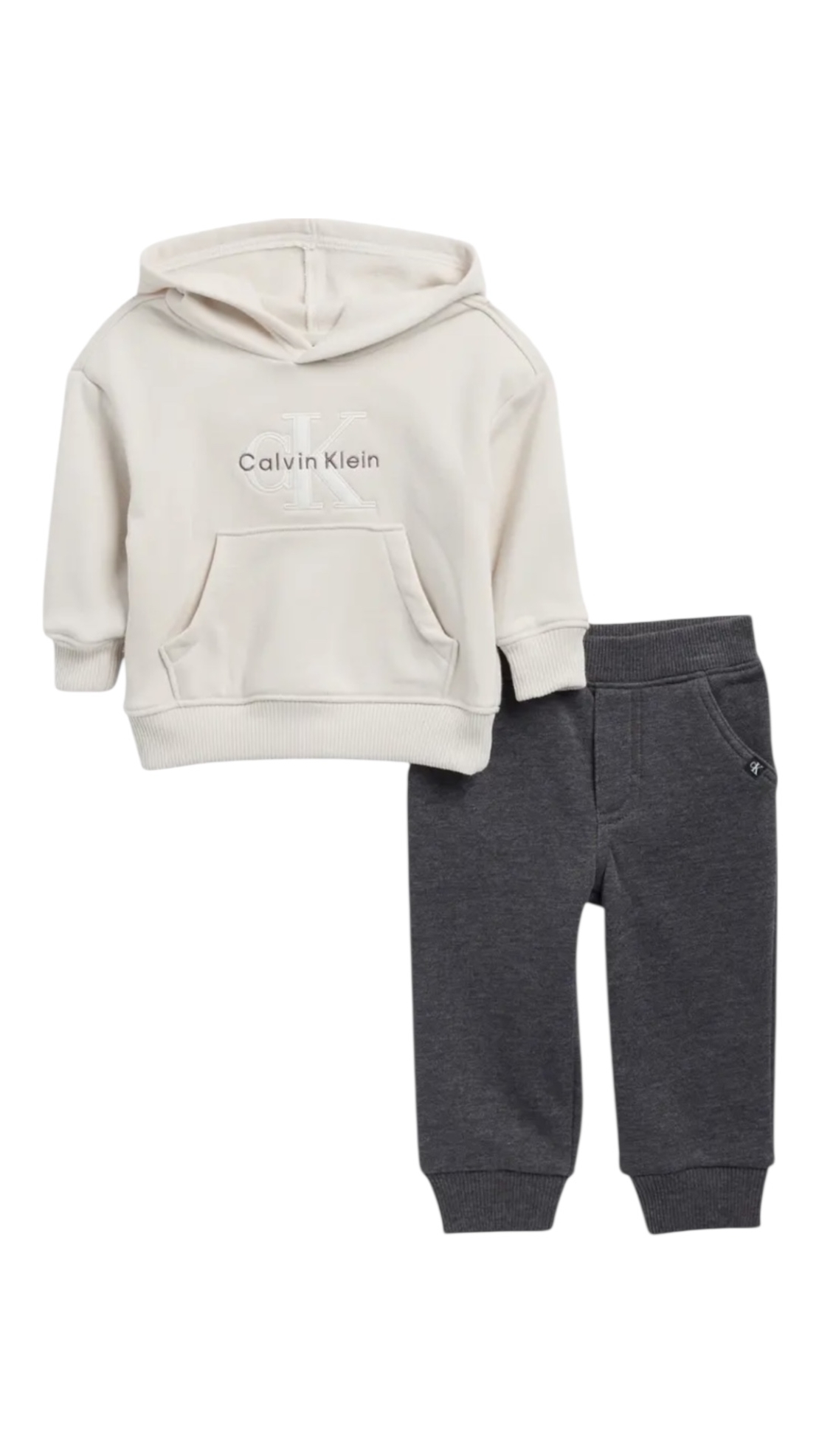 חליפת מכנס CAKVIN KLEIN קפוצ'ון אפור בהיר אפור עכבר