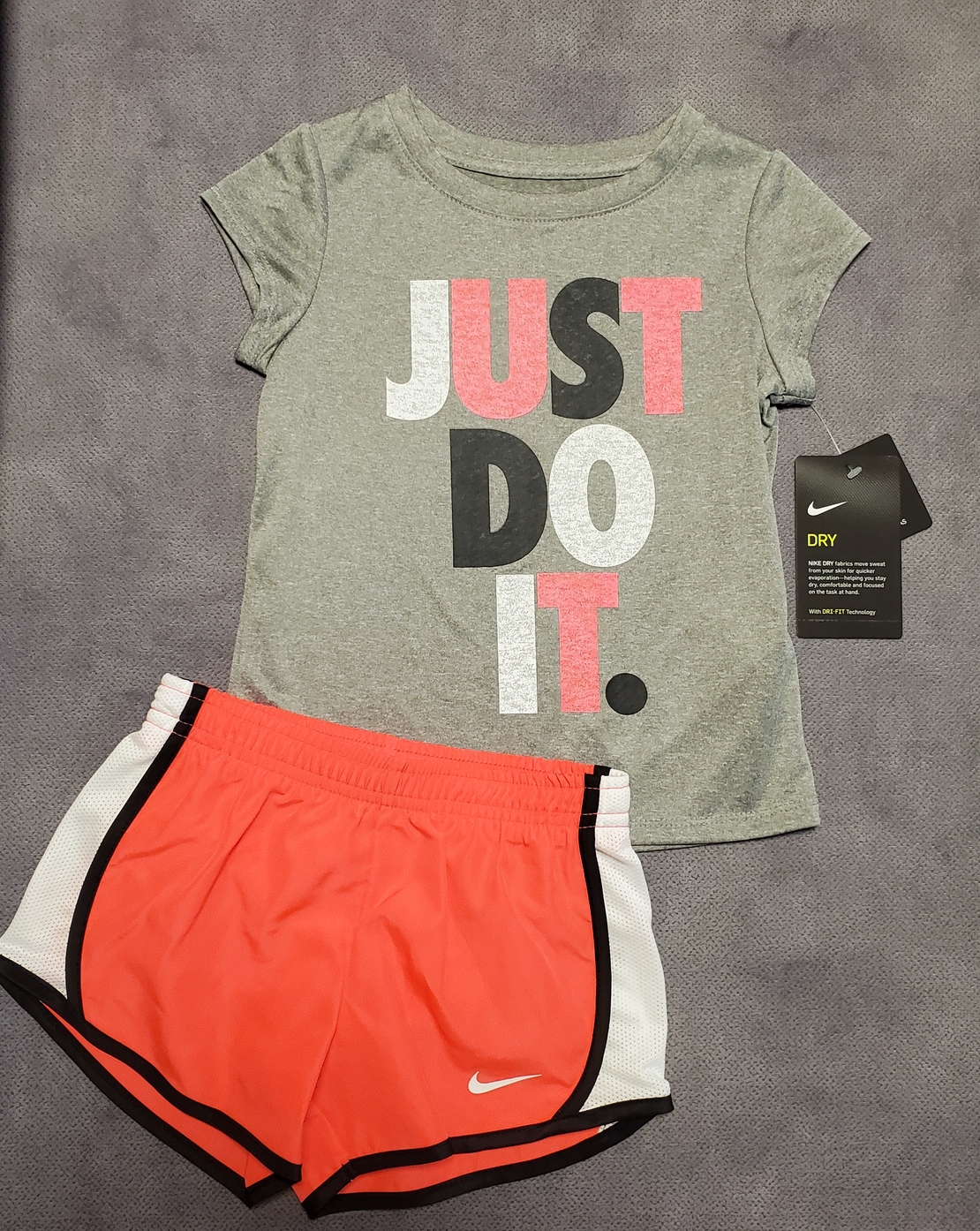 חליפת NIKE דרייפיט אפורה כיתוב JUST DO it מכנס ורוד