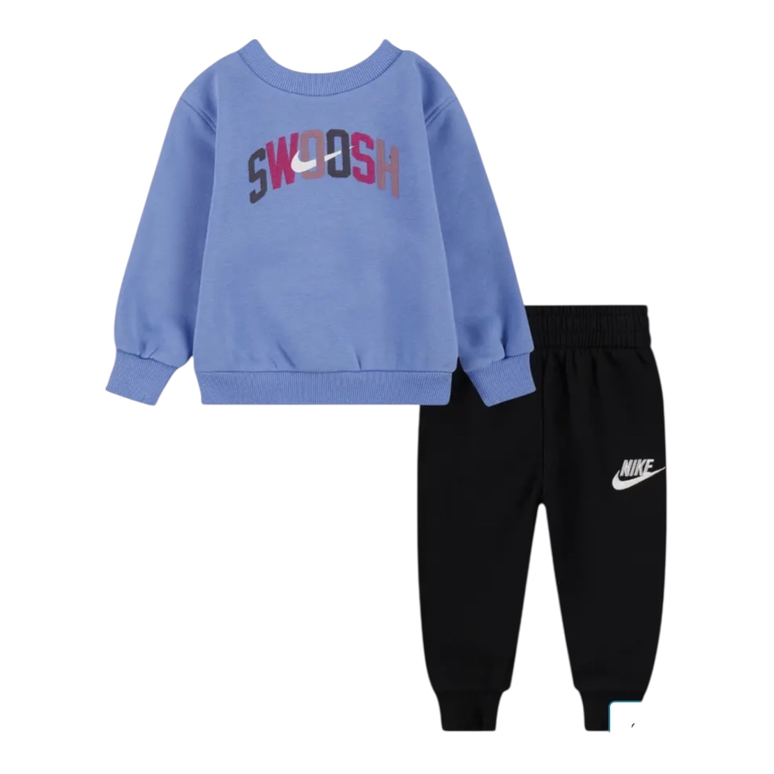 חליפת מכנס NIKE פליז כחול בהיר שחור SWOOSH