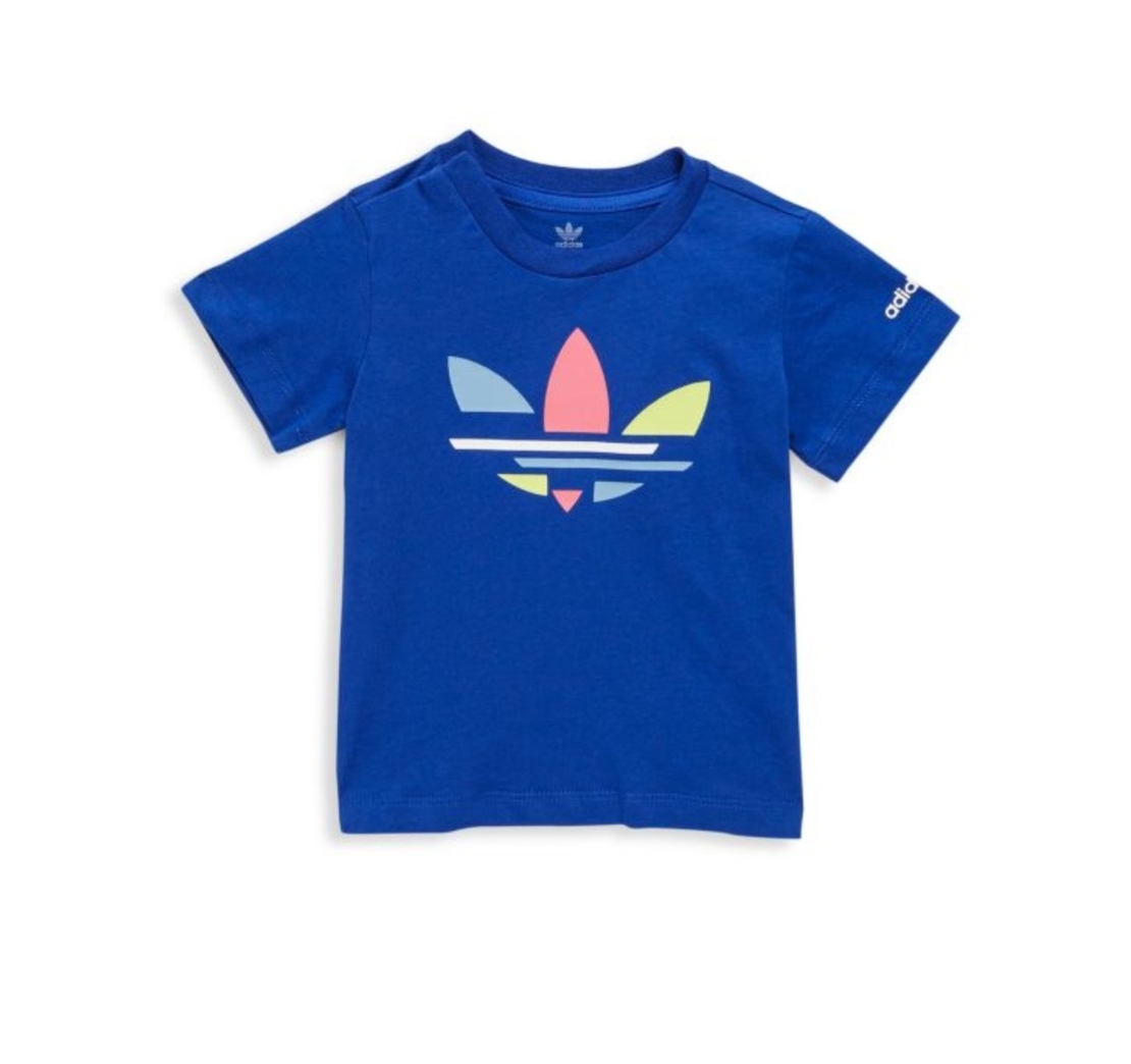חולצת adidas קלאסית בייבי כחולה לוגו צבעוני מקדימה