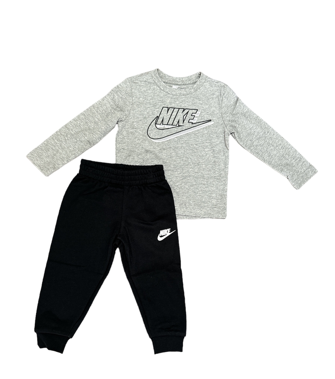 חליפת מכנס Nike אפור שחור מעבר כיתוב לוגו תלת מימד במרכז