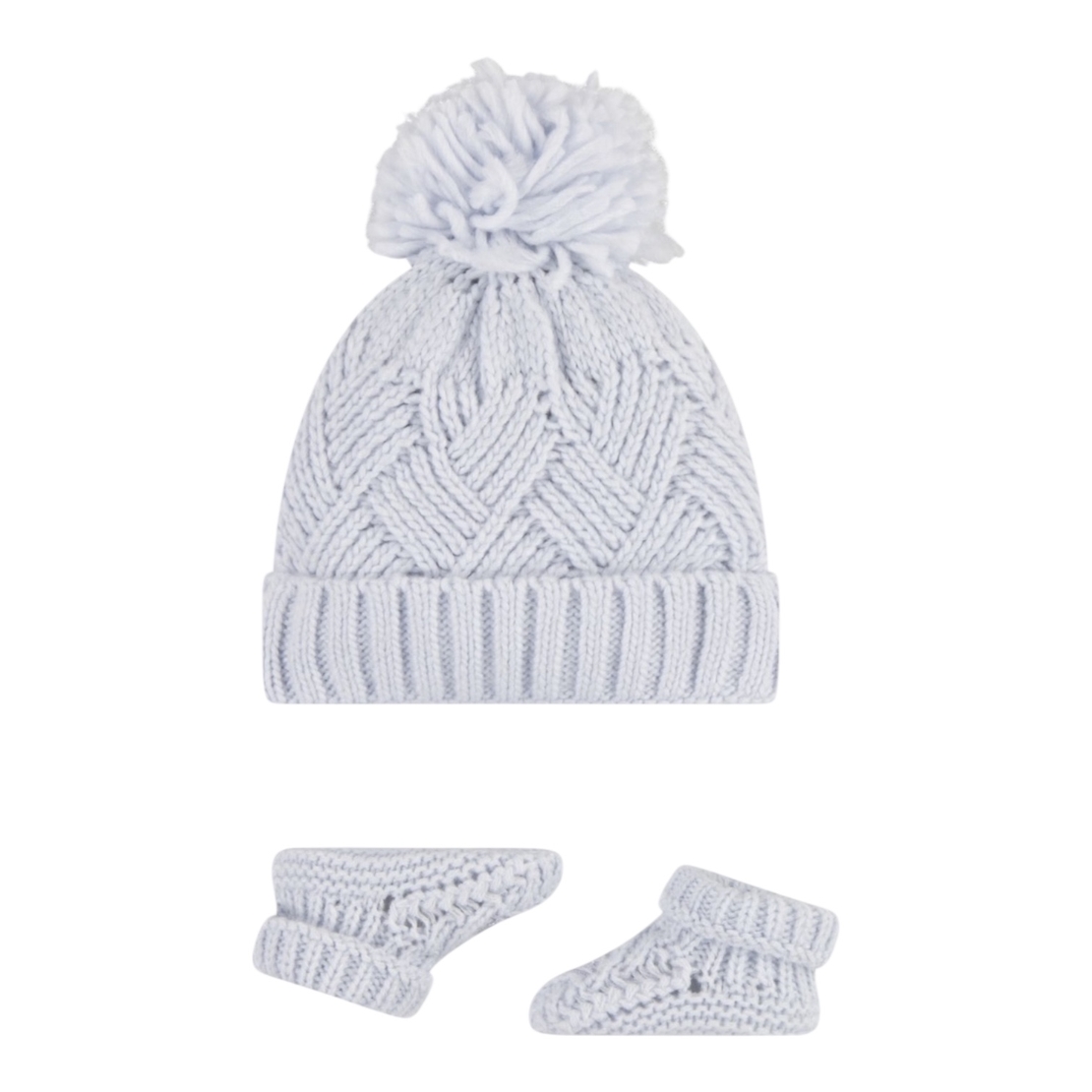 מארז NIKE כובע צמר פונפון וגרביים תואמות תכלת אפור 0-6 חודשים