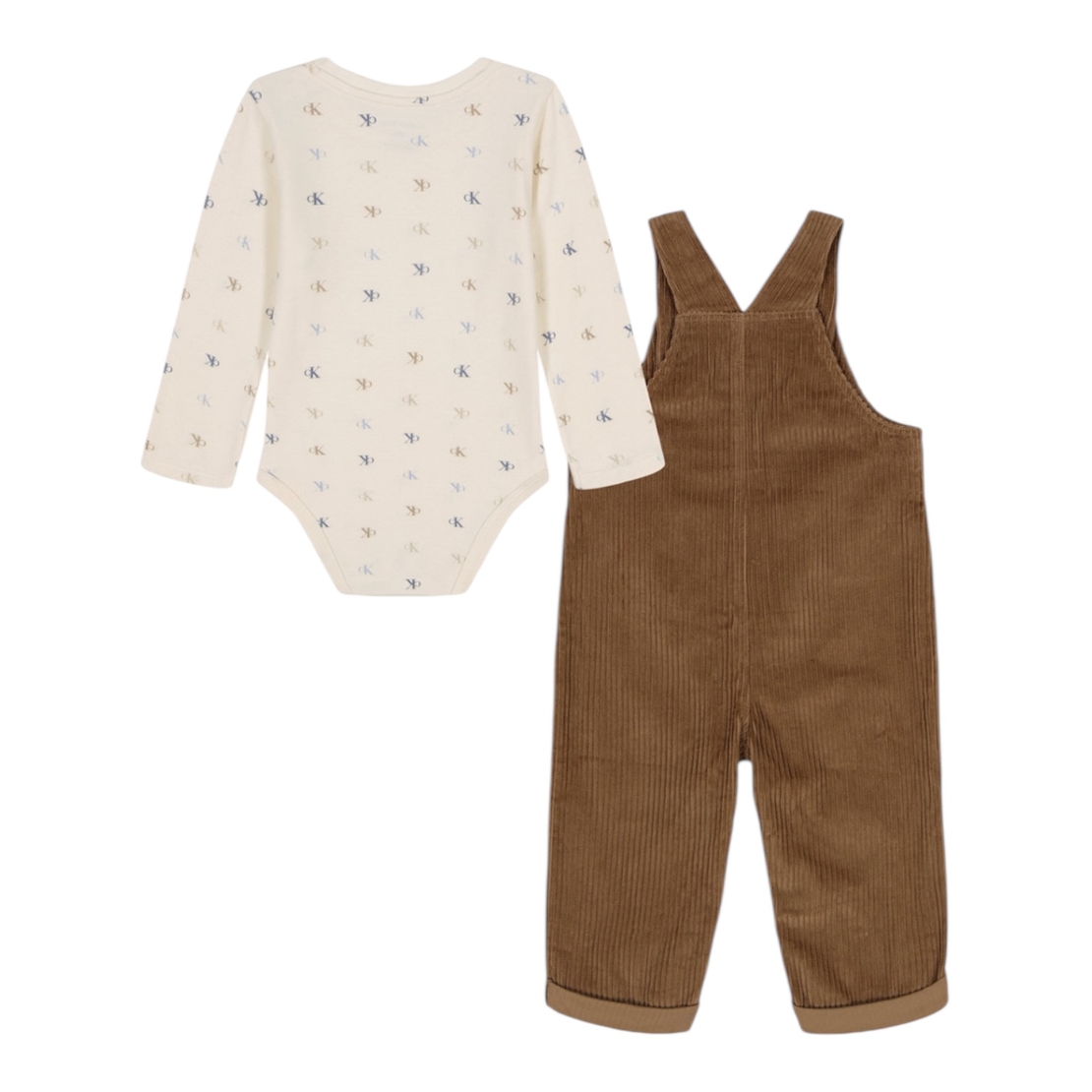 אוברול Calvin Klein חום קורדרוי ובגד גוף לבן