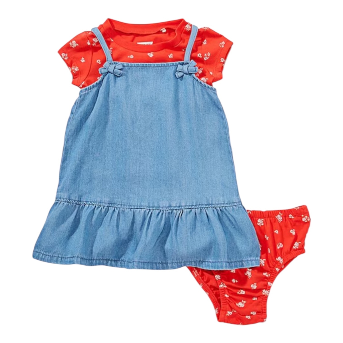 שמלת דמוי ג'ינס LEVI'S חולצה אדומה ותחתון אדום תואם