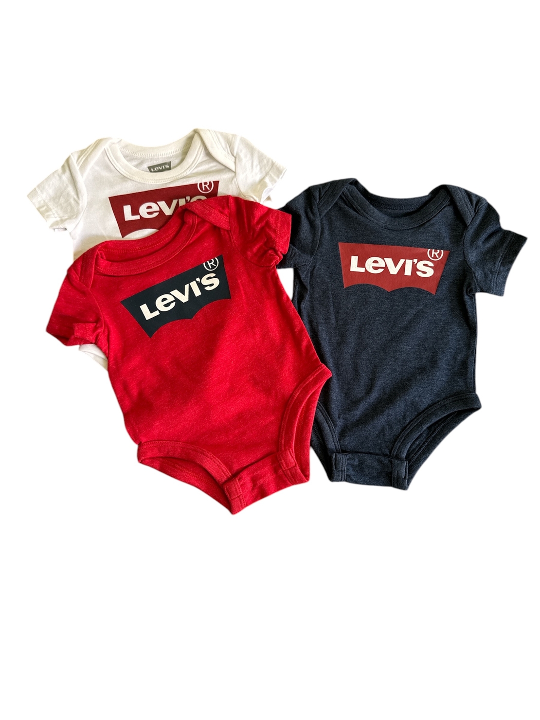 מארז 3 בגדי גוף LEVI'S שרוול קצר כחול לבן אדום