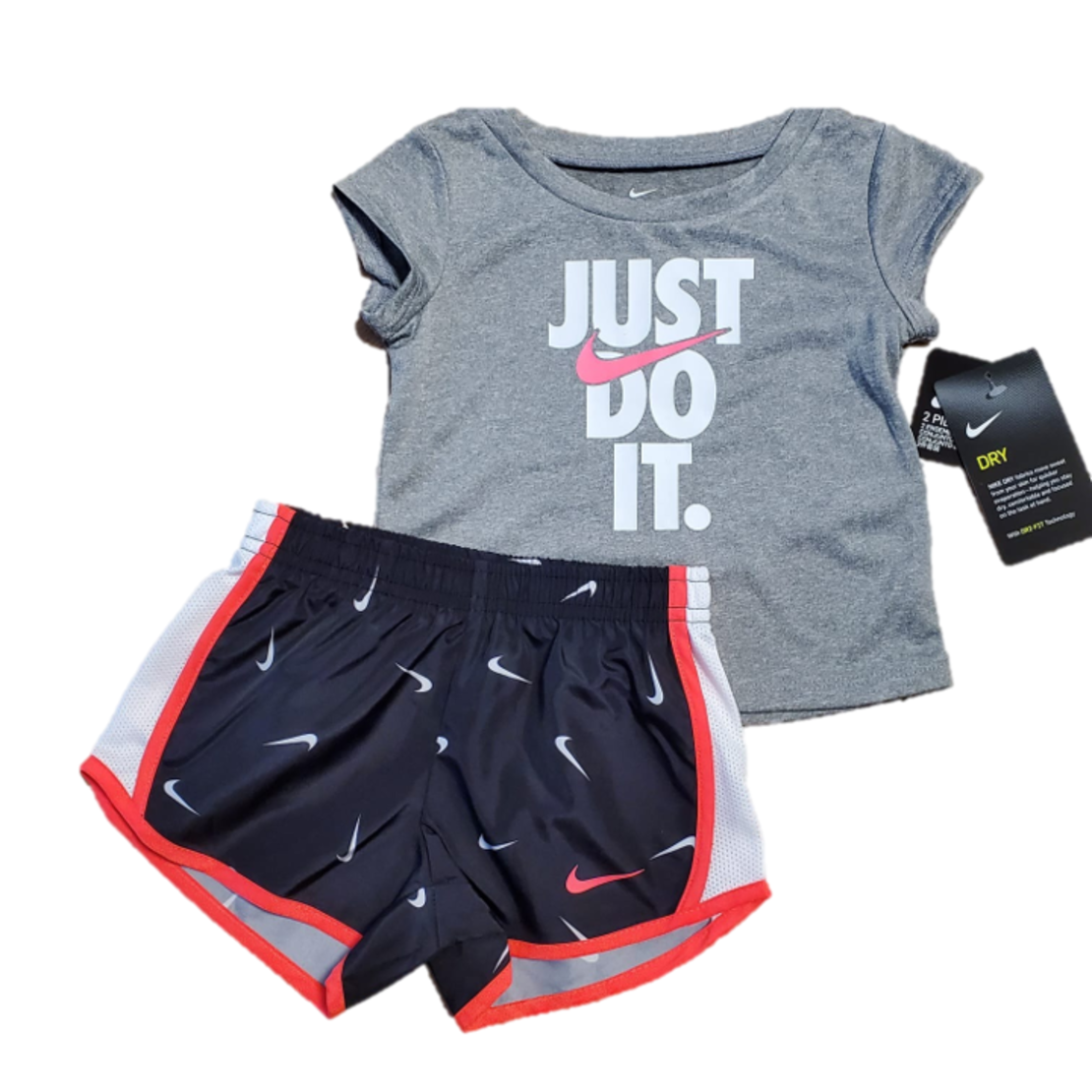 חליפת NIKE בייבי דרייפיט אפורה כיתוב JUST DO IT מכנס שחור