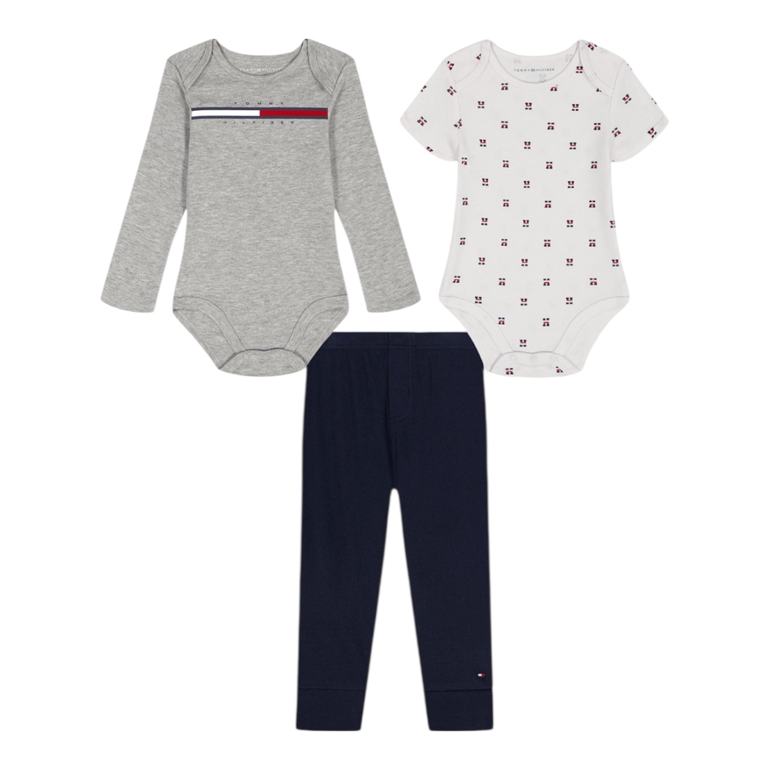 סט 3 חלקים Tommy hilfiger אפור לבן כחול