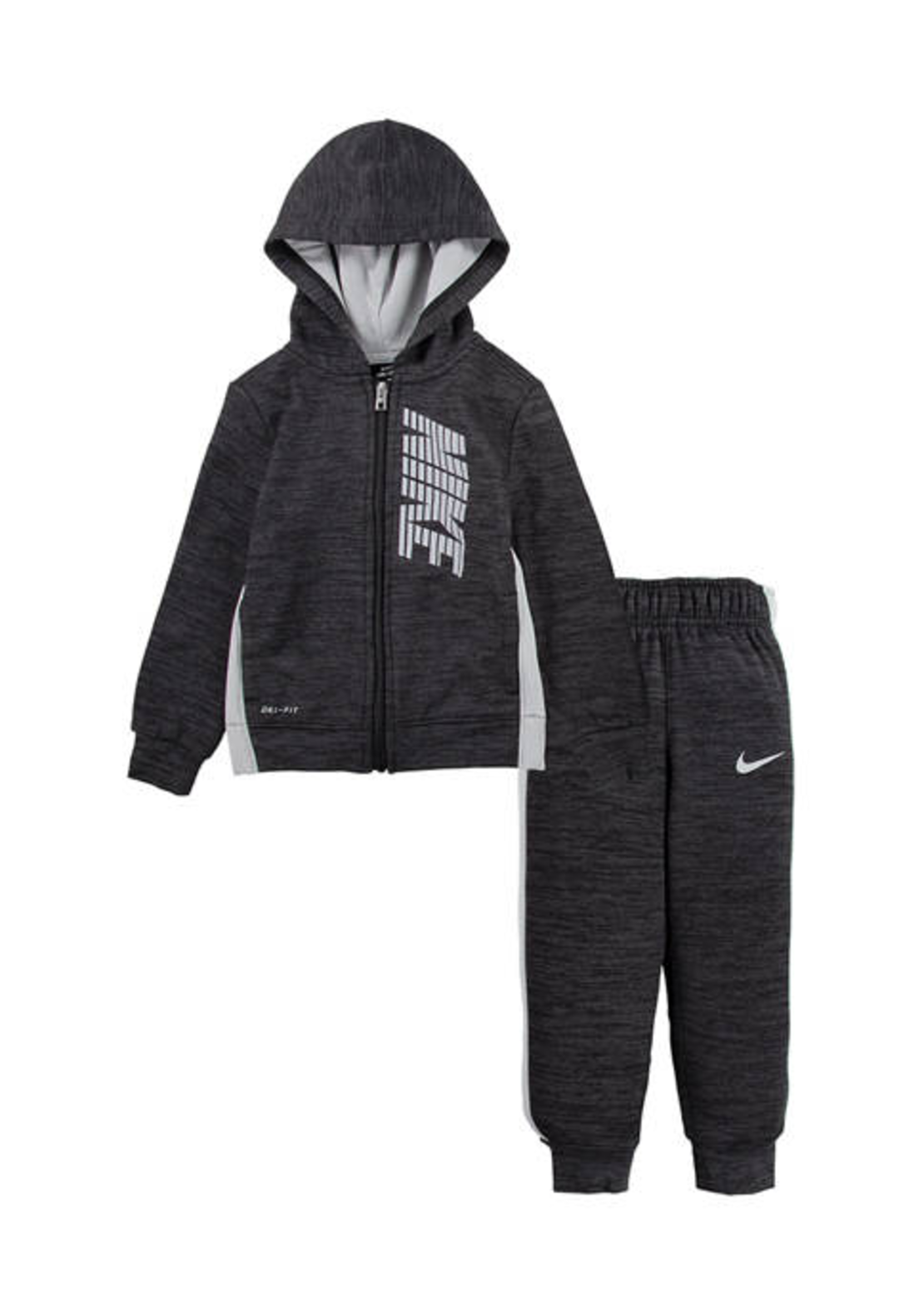 חליפת מכנס NIKE קפוצ'ון אפור עכבר כיתוב NIKE לאורך באפור