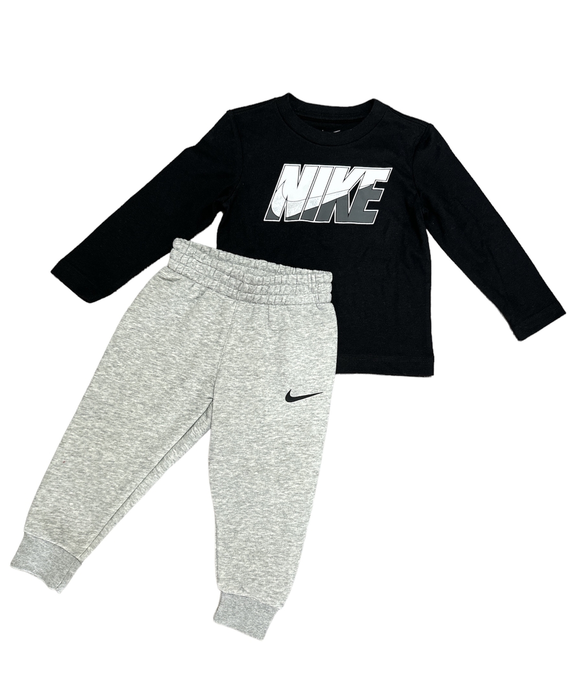 חליפת מכנס Nike שחור אפור מעבר כיתוב לוגו תלת מימד במרכז