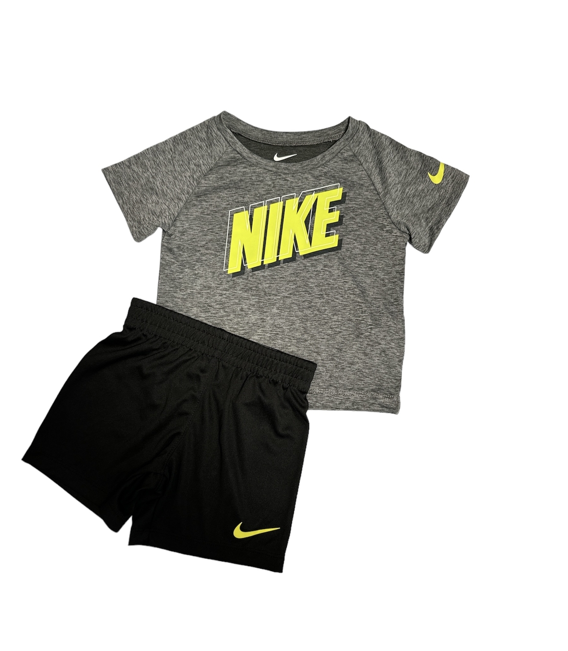 חליפת מכנס NIKE דרייפיט בייבי אפור עכבר כיתוב לוגו בזוהר