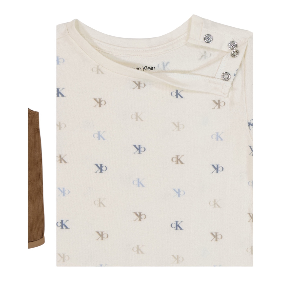 אוברול Calvin Klein חום קורדרוי ובגד גוף לבן