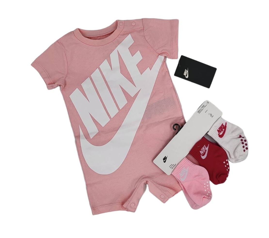 אוברול NIKE ורוד בייבי קצר לוגו גדול