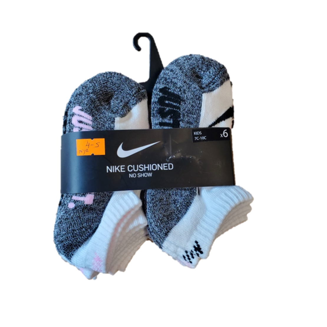 מארז 6 זוגות גרביים nike לבן אפור JUST DO IT מידה 4-5 שנים