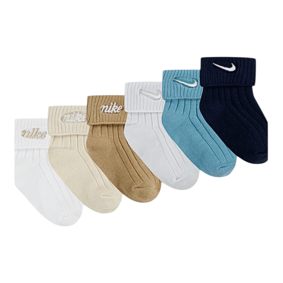 מארז גרביים 6 זוגות NIKE שמנת בז' תכלת כחול מידה 12-24 חודשים