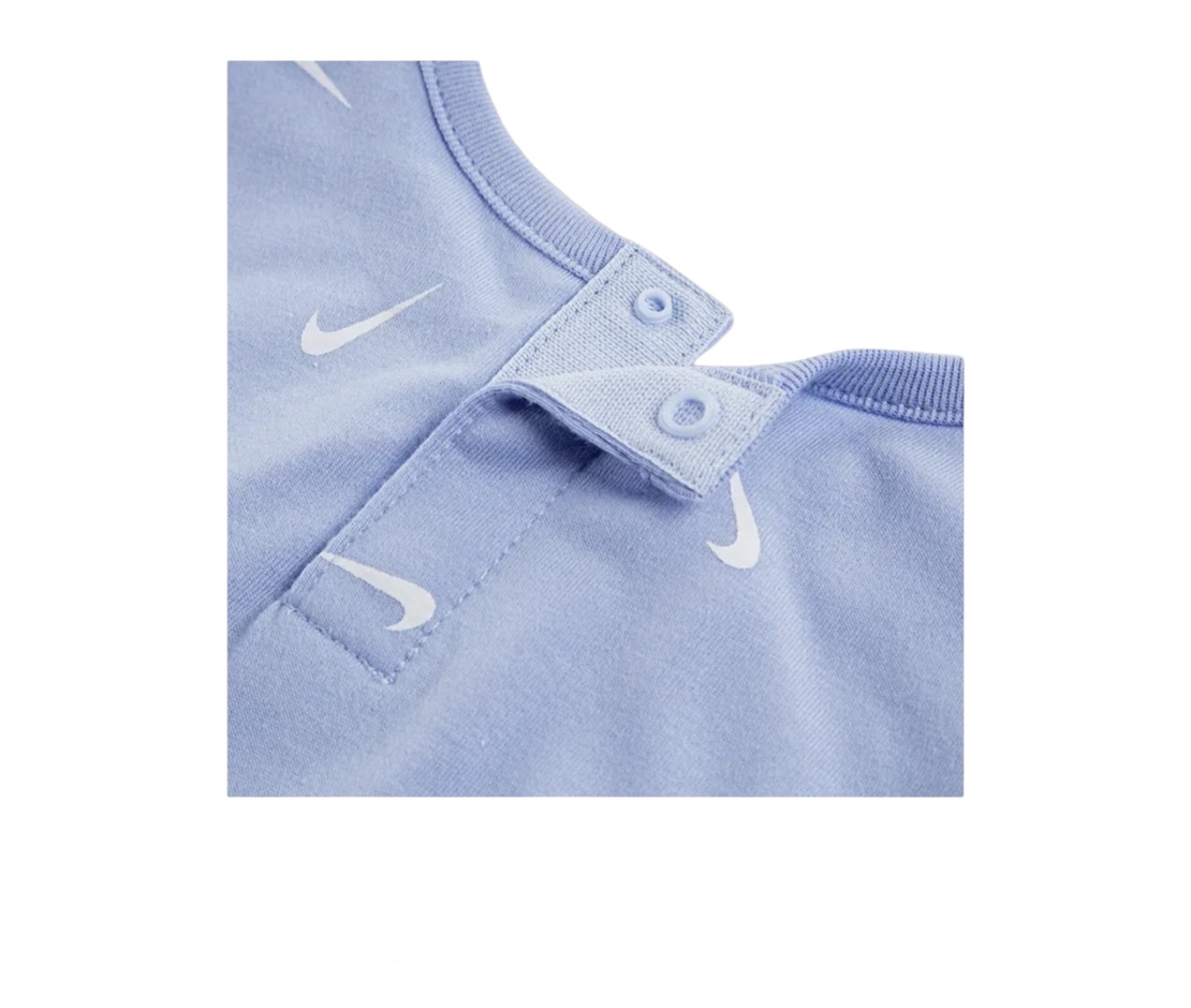 מארז זוג אוברולים NIKE תכלת ולבן פסים גופייה קצר וגופייה ארוך NB