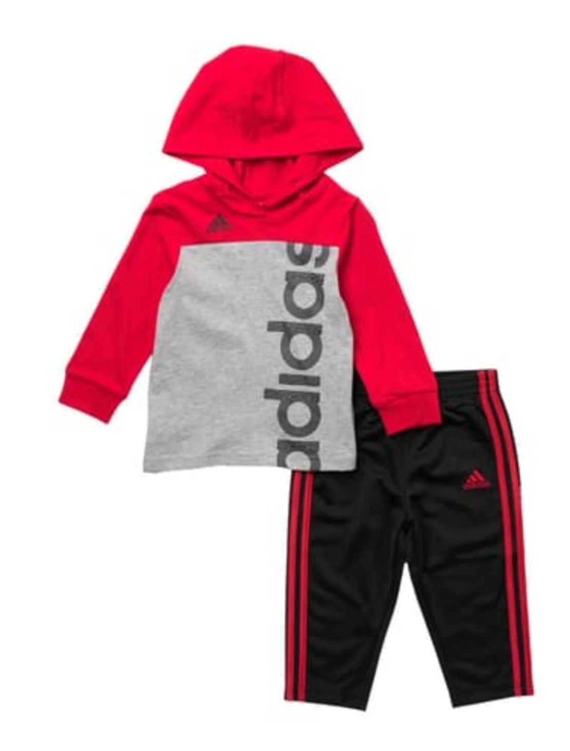 חליפת מכנס ADIDAS בייבי קפוצ'ון אדום אפור