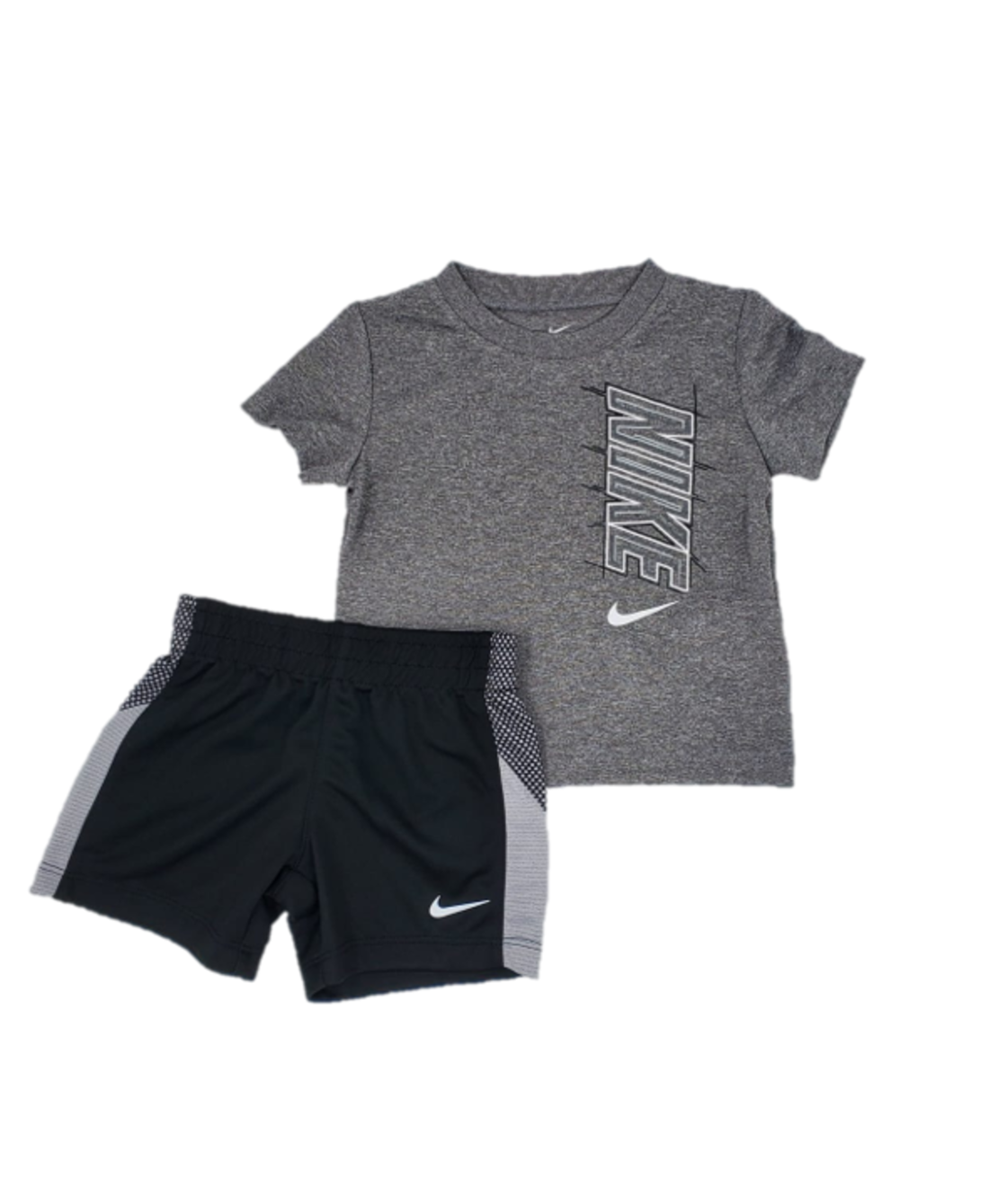 חליפת מכנס NIKE דרייפיט אפור עכבר כיתוב Nike לאורך מכנס שחור