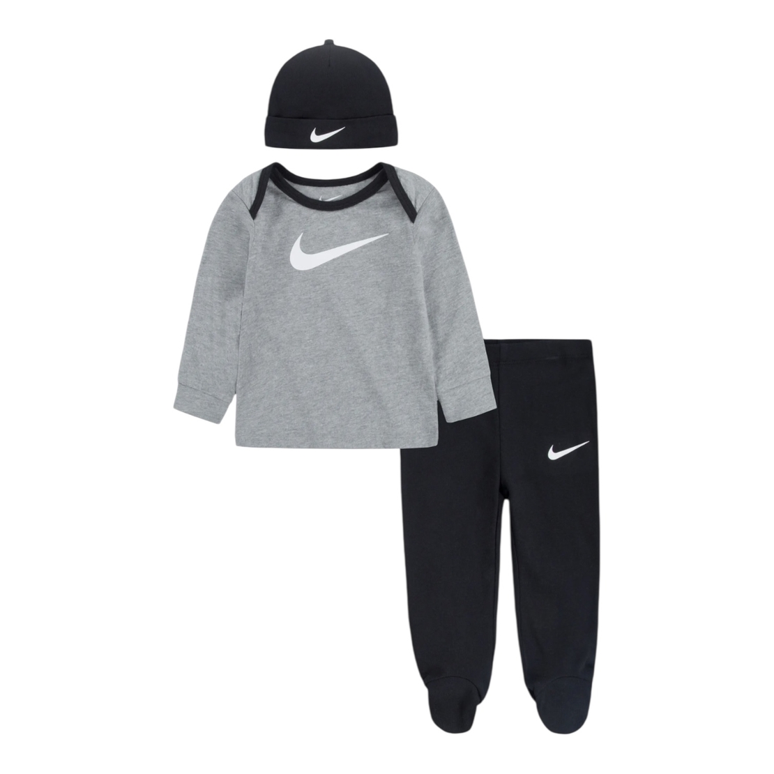 חליפת מכנס NIKE 3 חלקים שחור אפור וכובע תואם