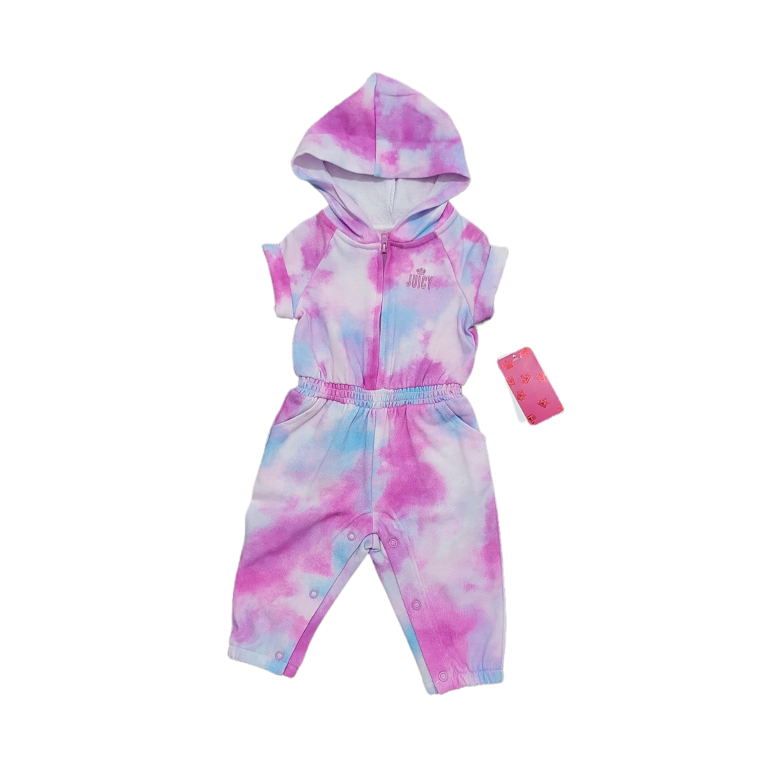 אוברול קפוצ'ון juicy couture ורוד עננים מותן מכווץ לוגו בחזה