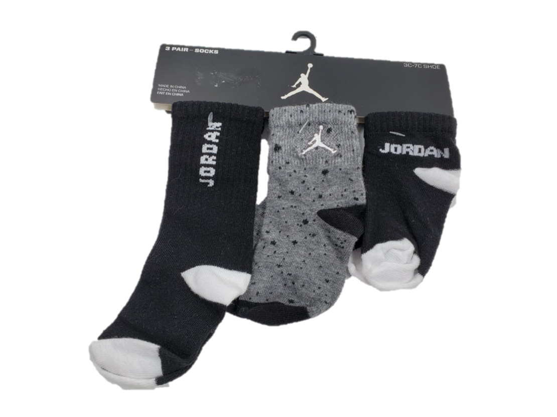 מארז 3 זוגות גרביים JORDAN  שחור אפור מידה 6-12 חודשים