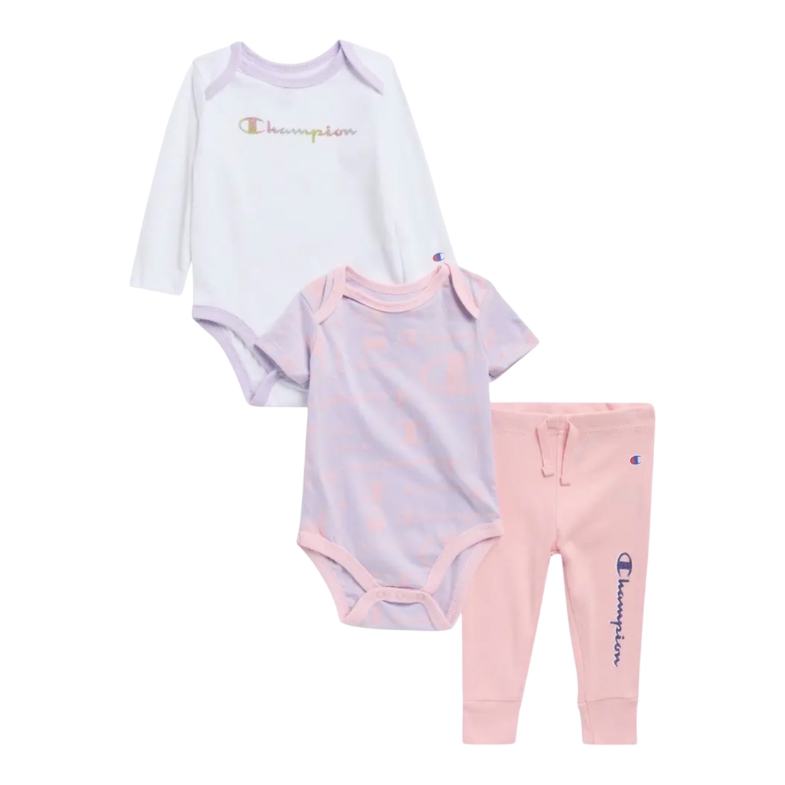 חליפת מכנס 3 חלקים CHAMPION ורוד אפרסק לבן