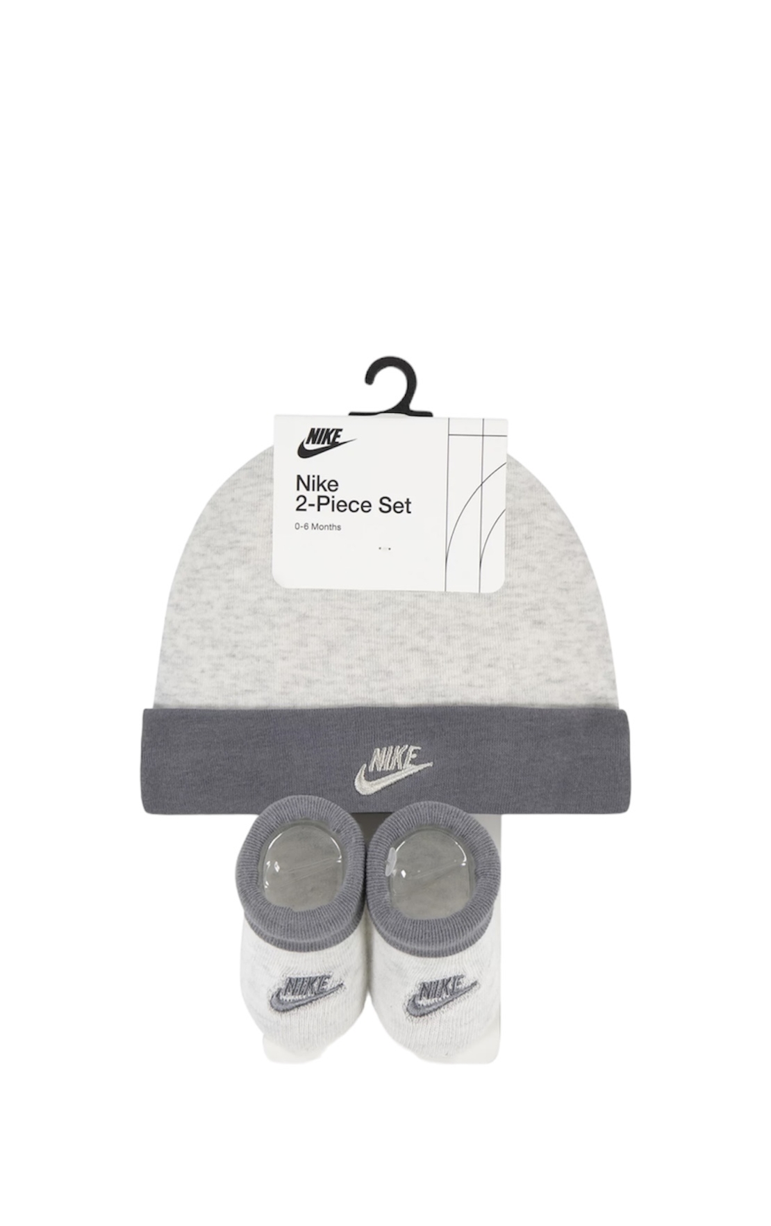 מארז כובע ונעליים NIKE אפור בהיר אפור עכבר מידה 0-6 חודשים