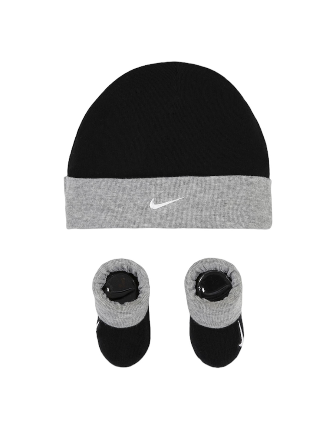 מארז כובע ונעליים NIKE שחור אפור וי במרכז מידה 0-6 חודשים