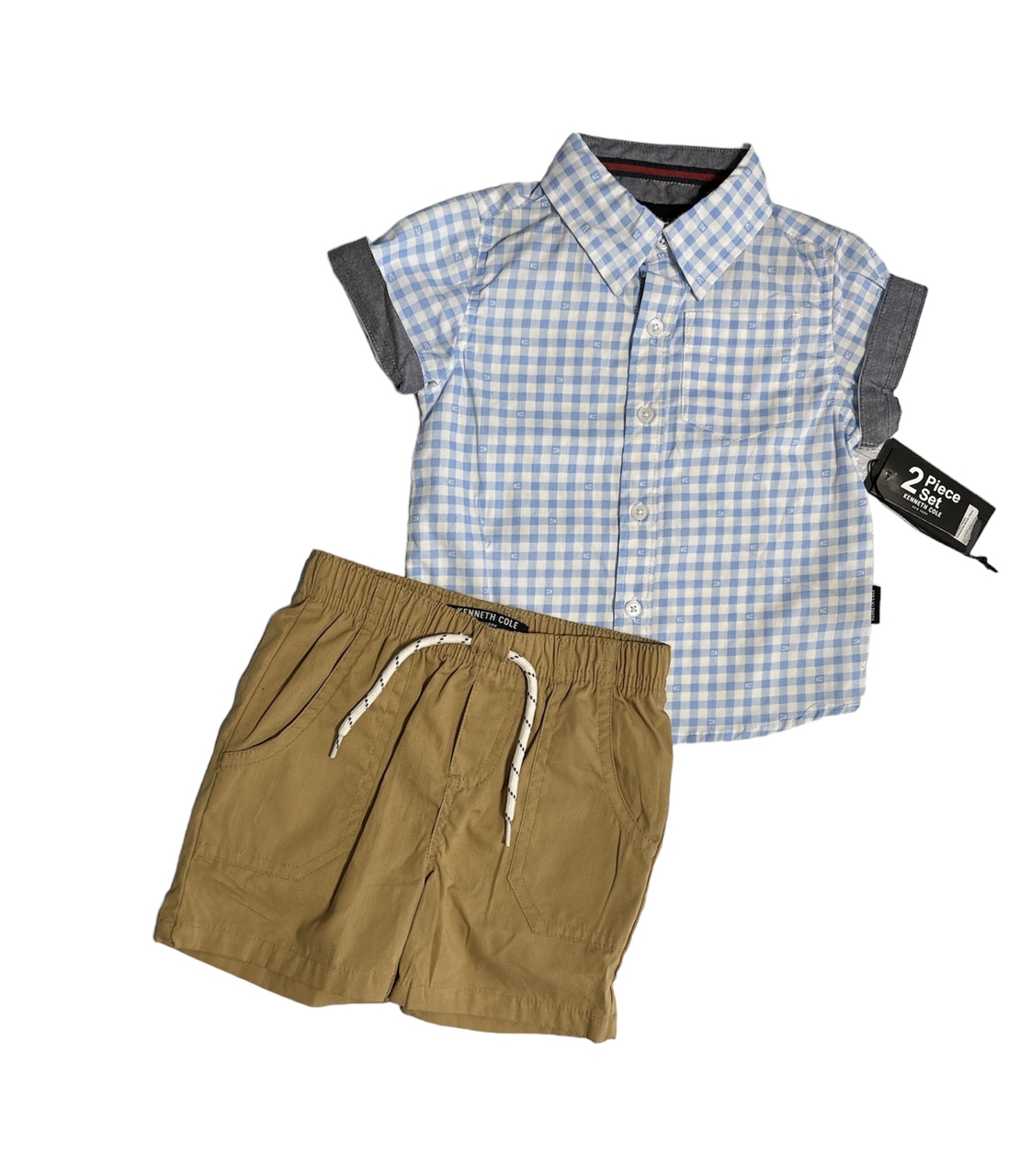 חליפת מכנס אלגנטית KENNETH COLE משבצות תכלת חום