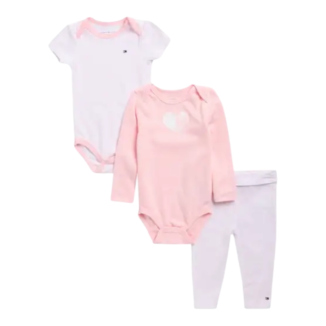 חליפת מכנס TOMMY HILFIGER 3 חלקים ורוד בייבי לבן